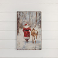 28" x 18" SANTA W/ DEER  PRINT