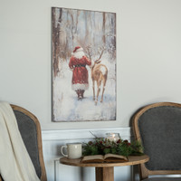 28" x 18" SANTA W/ DEER  PRINT