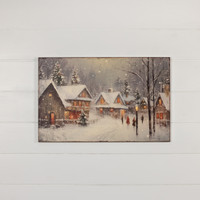 28" x 18" COZY CHRISTMAS VILLAGE PRINT