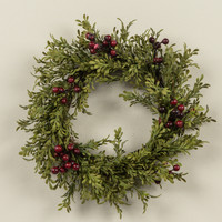 9" MINI LEAF CANDLE RING W/ BURGUNDY BERRIES