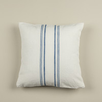 18" WHITE PILLOW W/ BLUE STRIPE