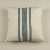 22" CREAM PILLOW W/ BLUE STRIPE