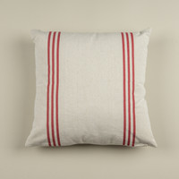 22" CREAM PILLOW W/ RED STRIPE