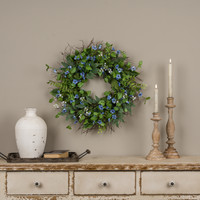 21" BLUE & WHITE WILDFLOWER WREATH
