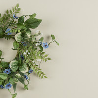 14" BLUE & WHITE WILDFLOWER CANDLE RING