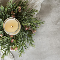 14" ROSEMARY W/ PINK BERRY CANDLE RING
