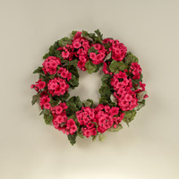 22" DARK PINK GERANIUM WREATH