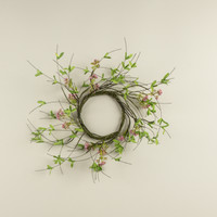 14" PINK BOXWOOD & WILDFLOWER VINE CANDLE RING