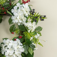 21" RED, WHITE & BLUE BERRY & HYDRANGEA WREATH