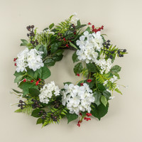 21" RED, WHITE & BLUE BERRY & HYDRANGEA WREATH