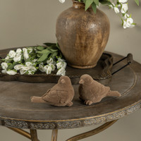 3.5" BROWN FLOCKED TURNED BIRD