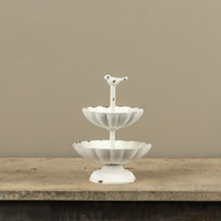 TWO TIER SCALLOPED TRAY W/ BIRD