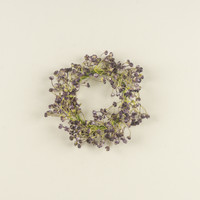 8" DARK PURPLE BABY'S BREATH CANDLE RING