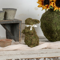 STANDING MOSS BUNNY W/ CREAM BOW