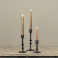 SET/ 3 AGED BLACK TAPER CANDLESTICKS