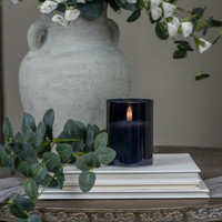 4" NAVY GLASS 3D FLAME CANDLE