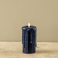 6" NAVY 3D FLAME PILLAR CANDLE