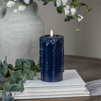 6" NAVY 3D FLAME PILLAR CANDLE
