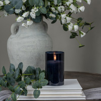 5" NAVY GLASS 3D FLAME CANDLE