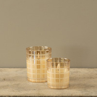 4" ETCHED GRID CHAMPAGNE 3D FLAME CANDLE