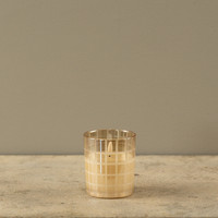 4" ETCHED GRID CHAMPAGNE 3D FLAME CANDLE