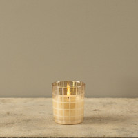 4" ETCHED GRID CHAMPAGNE 3D FLAME CANDLE