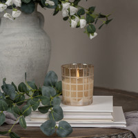 4" ETCHED GRID CHAMPAGNE 3D FLAME CANDLE