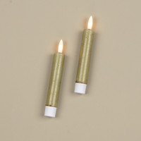 SET/ 2 - 5.75" 3D FLAME GREEN TAPER CANDLE