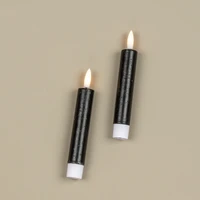 SET/ 2 - 5.75" 3D FLAME BLACK TAPER CANDLE