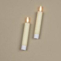 SET/ 2 - 5.75" 3D FLAME CREAM SHIMMER TAPER CANDLE