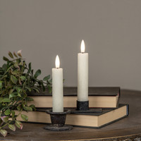 SET/ 2 - 5.75" 3D FLAME CREAM SHIMMER TAPER CANDLE
