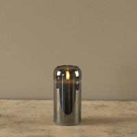 6" ARCHED CHARCOAL GLASS 3D FLAME CANDLE