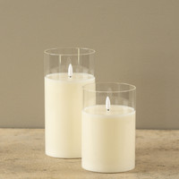 4" X 8" GLASS 3D FLAME CANDLE