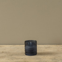 3.25" NAVY DOTTED GLASS 3D FLAME CANDLE