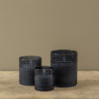 4" NAVY DOTTED GLASS 3D FLAME CANDLE
