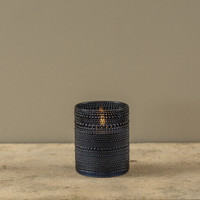 5" NAVY DOTTED GLASS 3D FLAME CANDLE