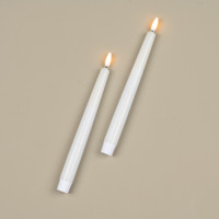SET/ 2 - 9.5" 3D FLAME DROP WHITE TAPER CANDLE