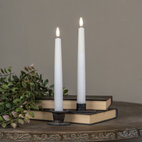 SET/ 2 - 9.5" 3D FLAME DROP WHITE TAPER CANDLE