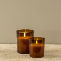 4" AMBER THICK GLASS 3D FLAME CANDLE