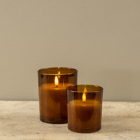5" AMBER THICK GLASS 3D FLAME CANDLE