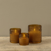 4" AMBER DOTTED GLASS 3D FLAME CANDLE