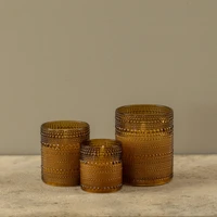 5" AMBER DOTTED GLASS 3D FLAME CANDLE