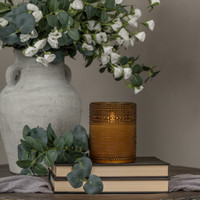 5" AMBER DOTTED GLASS 3D FLAME CANDLE