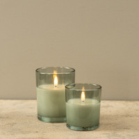 4" GREEN THICK GLASS 3D FLAME CANDLE
