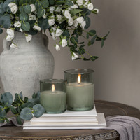 4" GREEN THICK GLASS 3D FLAME CANDLE