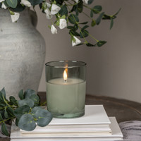 5" GREEN THICK GLASS 3D FLAME CANDLE