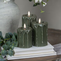 5" DARK GREEN 3D FLAME PILLAR CANDLE