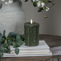5" DARK GREEN 3D FLAME PILLAR CANDLE
