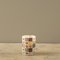 4" PATCHWORK GLASS 3D FLAME CANDLE