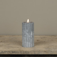 6" OUTDOOR 3D FLAME GREY COLUMN PILLAR CANDLE